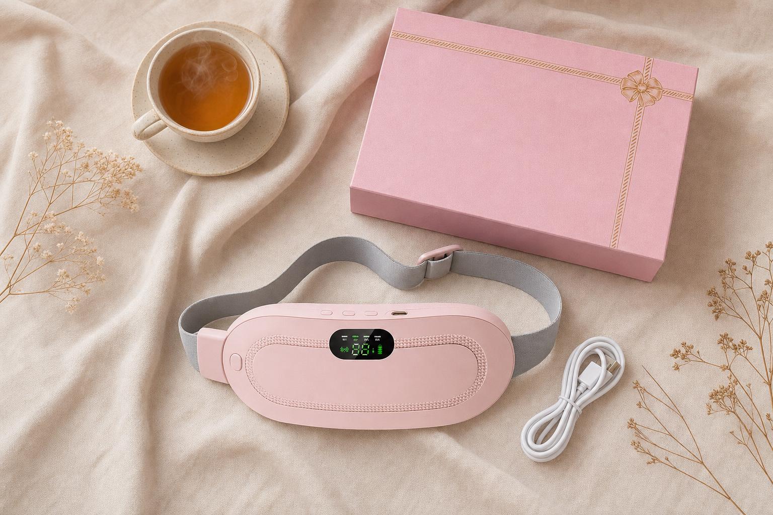 Boîte rose, ruban doré et une carte rien que pour vous